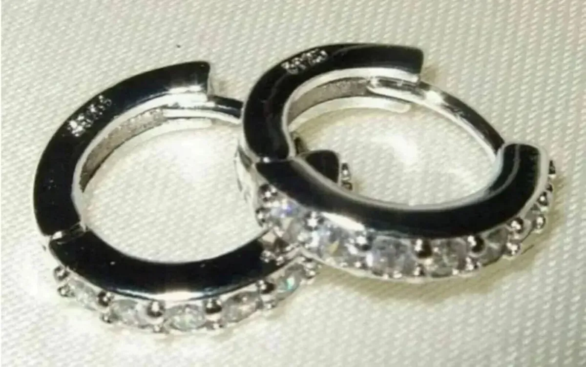 Hallmarked Silver 'Huggie' Earrings - Image 3