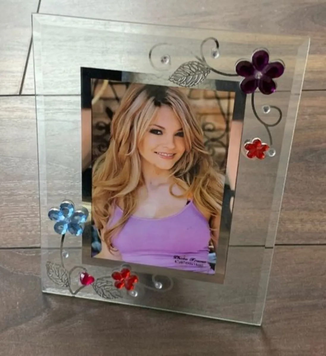 Floral Embellished Photo Frame with Rhinestones