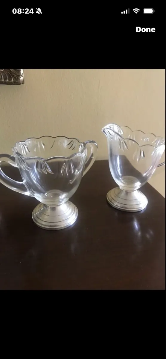Antique Silver Footed Milk & Sugar Bowl Set - Image 2