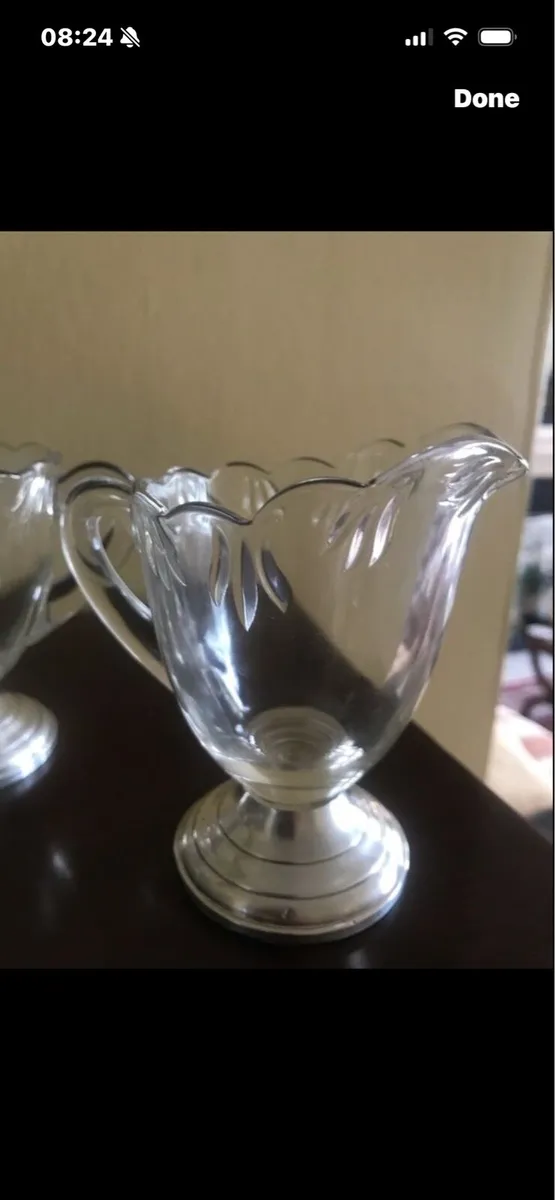 Antique Silver Footed Milk & Sugar Bowl Set - Image 3