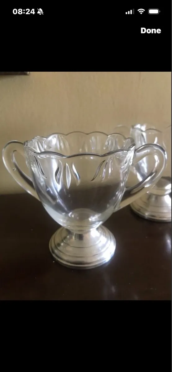 Antique Silver Footed Milk & Sugar Bowl Set - Image 4