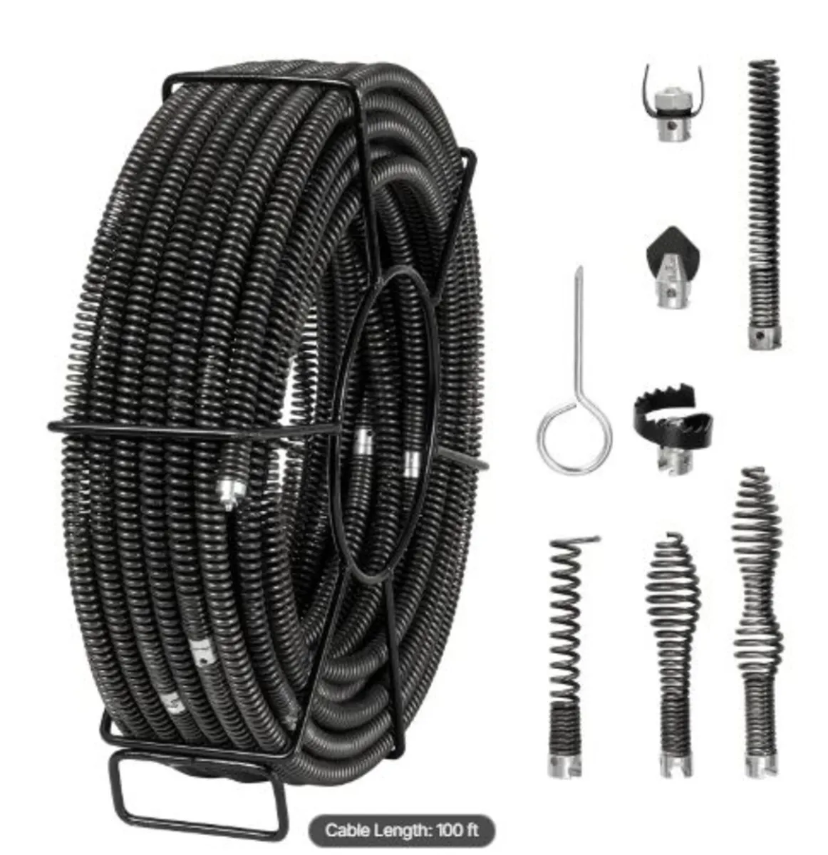 Sectional Drain Cleaning Cable 100FT/30.5 m x 5/8 - Image 1