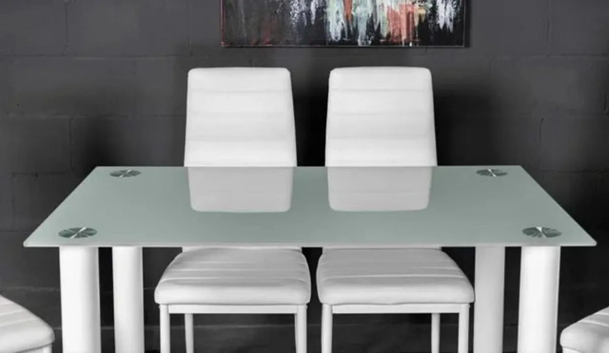 GLASS DINING TABLE & 4 CHAIRS – FREE DELIVERY ✨ - Image 3