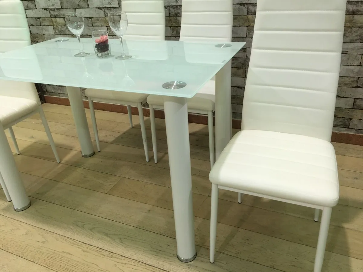 GLASS DINING TABLE & 4 CHAIRS – FREE DELIVERY ✨ - Image 2
