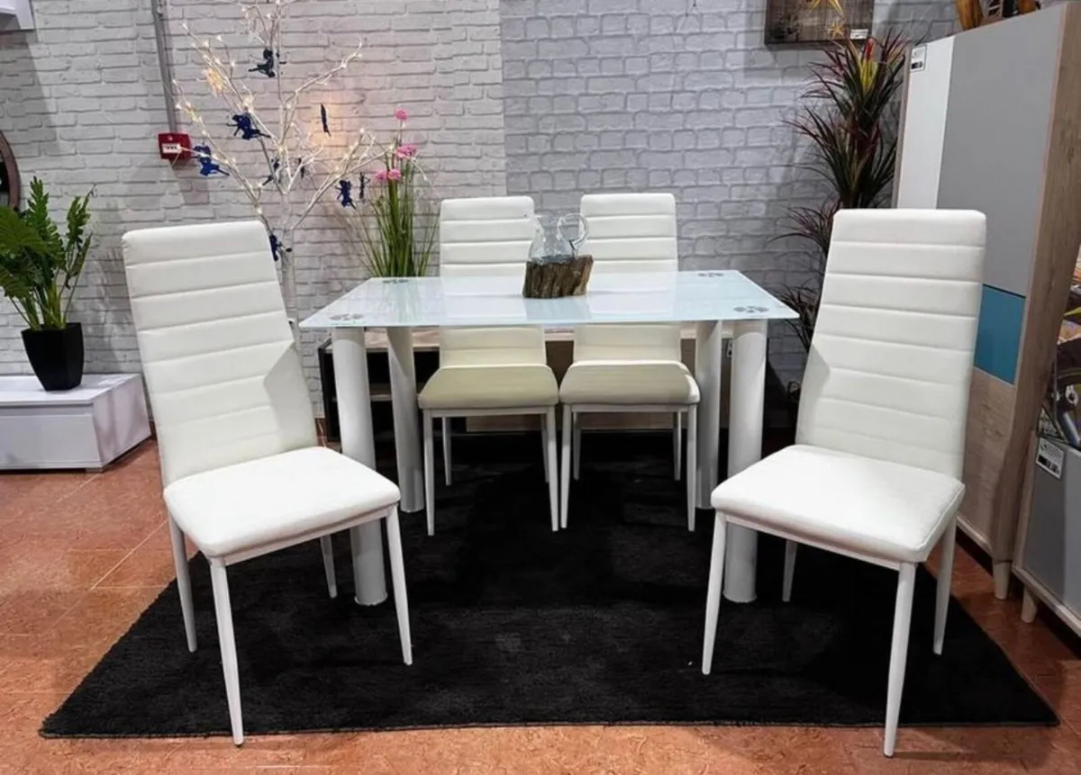 GLASS DINING TABLE & 4 CHAIRS – FREE DELIVERY ✨ - Image 2