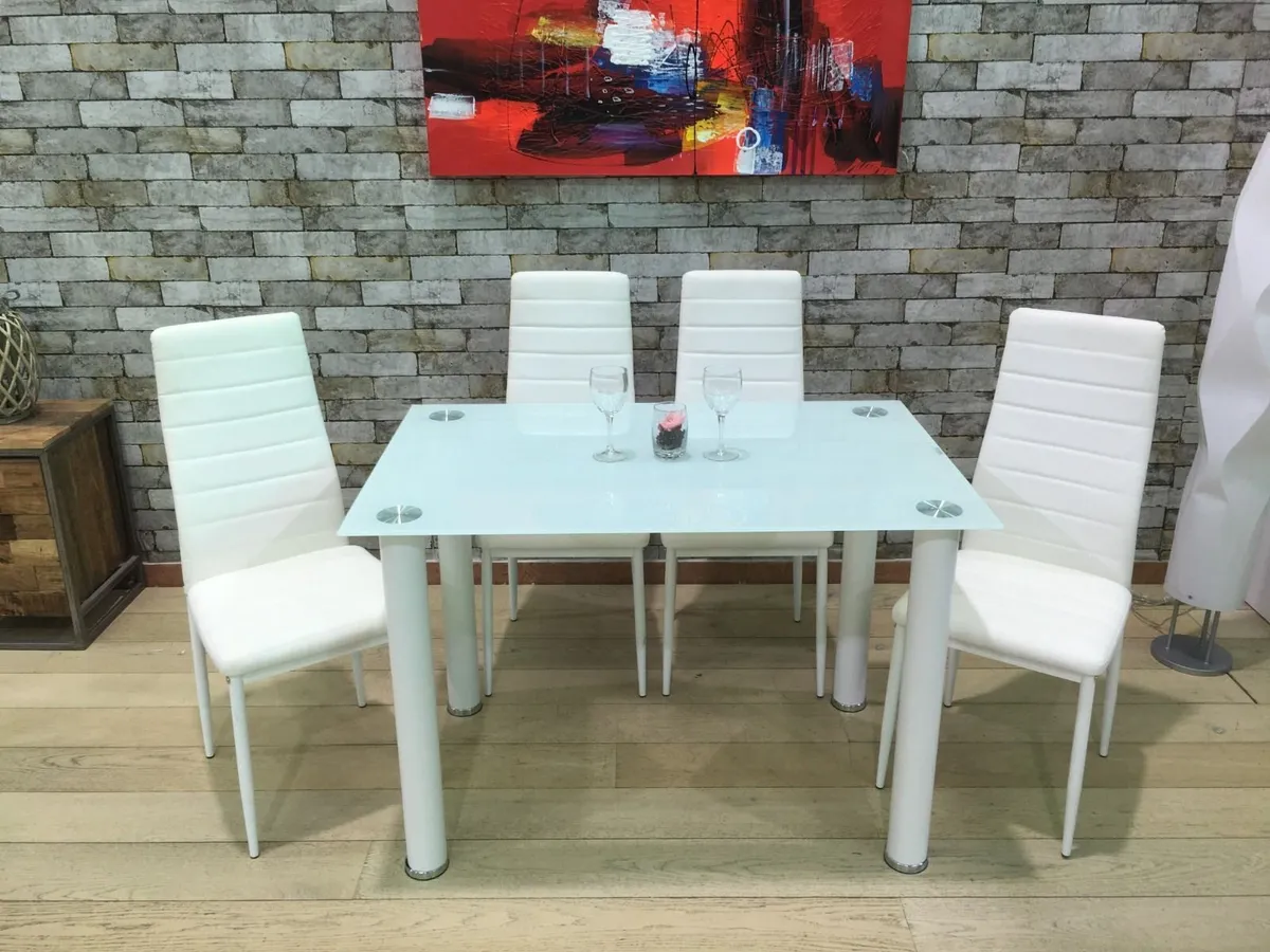 GLASS DINING TABLE & 4 CHAIRS – FREE DELIVERY ✨ - Image 3