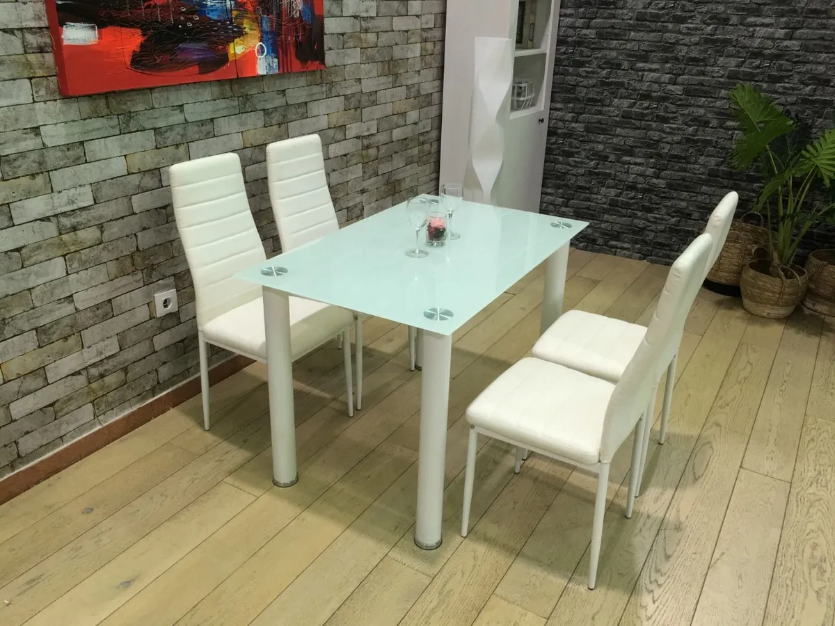 GLASS DINING TABLE & 4 CHAIRS – FREE DELIVERY ✨ - Image 2