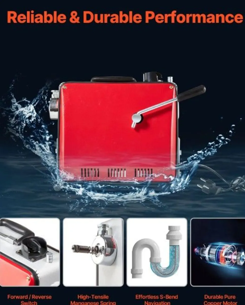 500W Electric Drain Cleaning Machine – 25.4m Sewer - Image 4