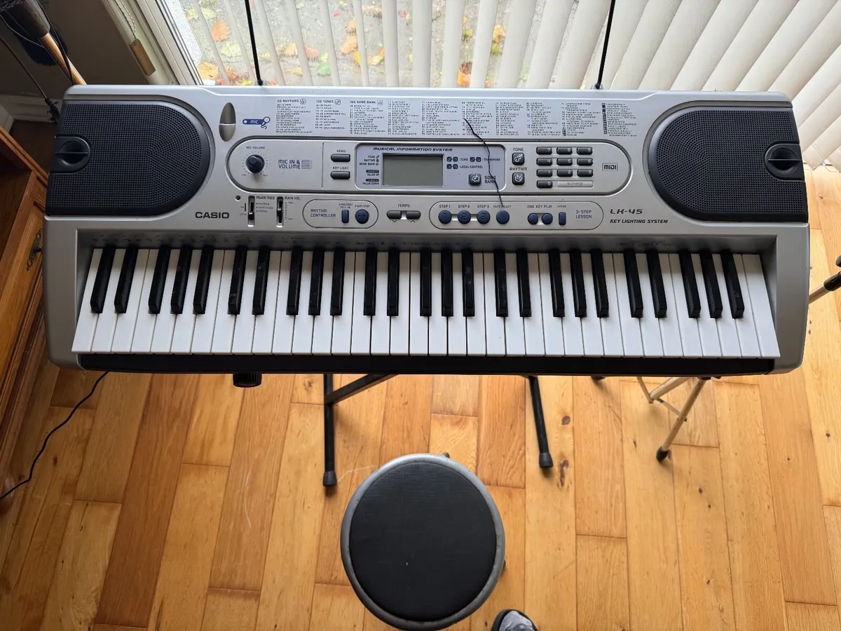 Casio LK-45 Lighted Keyboard with stand and chair - Image 1