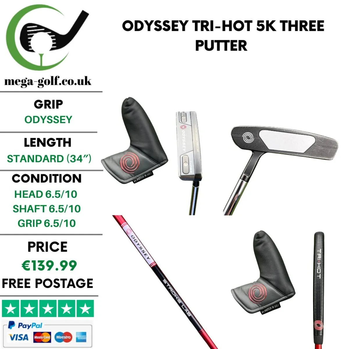 Odyssey Tri-Hot 5K Three Putter / 34" - Image 1