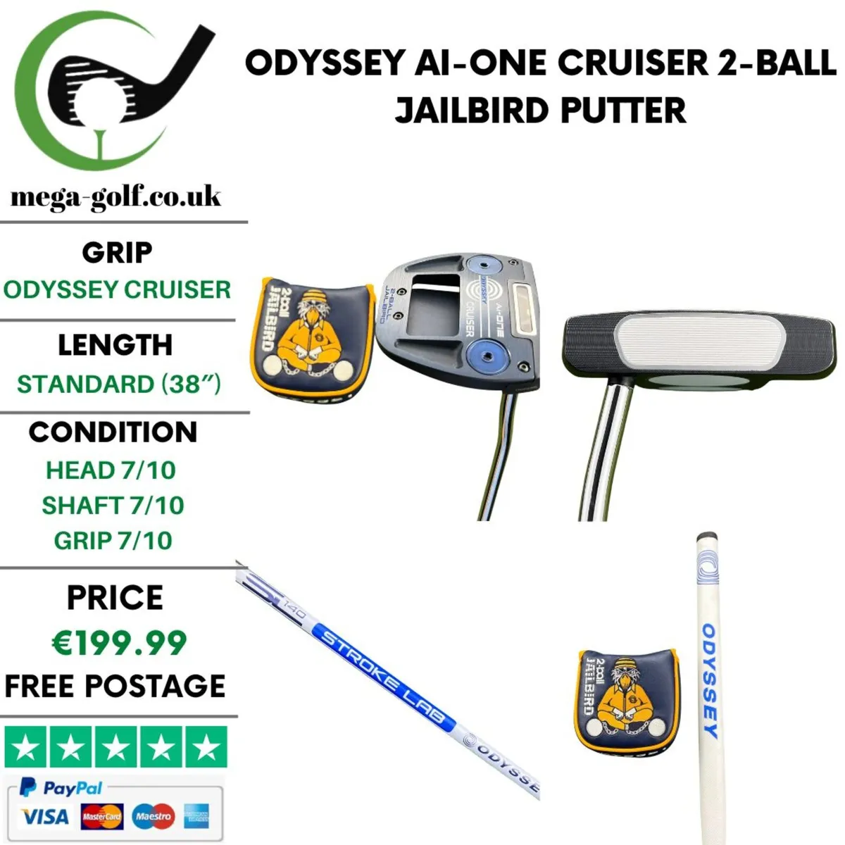 Odyssey Ai-One Cruiser 2-Ball Jailbird Putter / 38 - Image 1