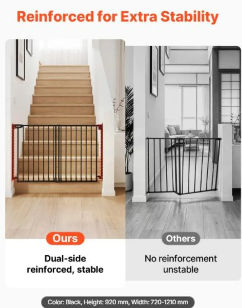 Baby Gate for Stairs,778-1210 mm Adjustable Width - Image 3