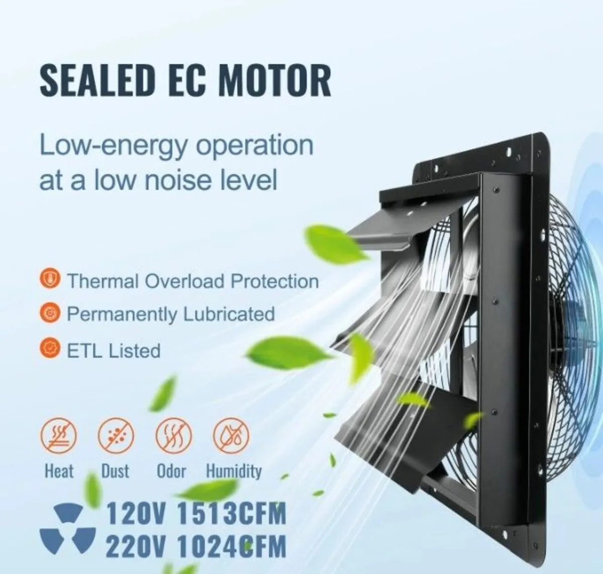 14-Inch Metal Exhaust Fan with Temperature & Humid - Image 3