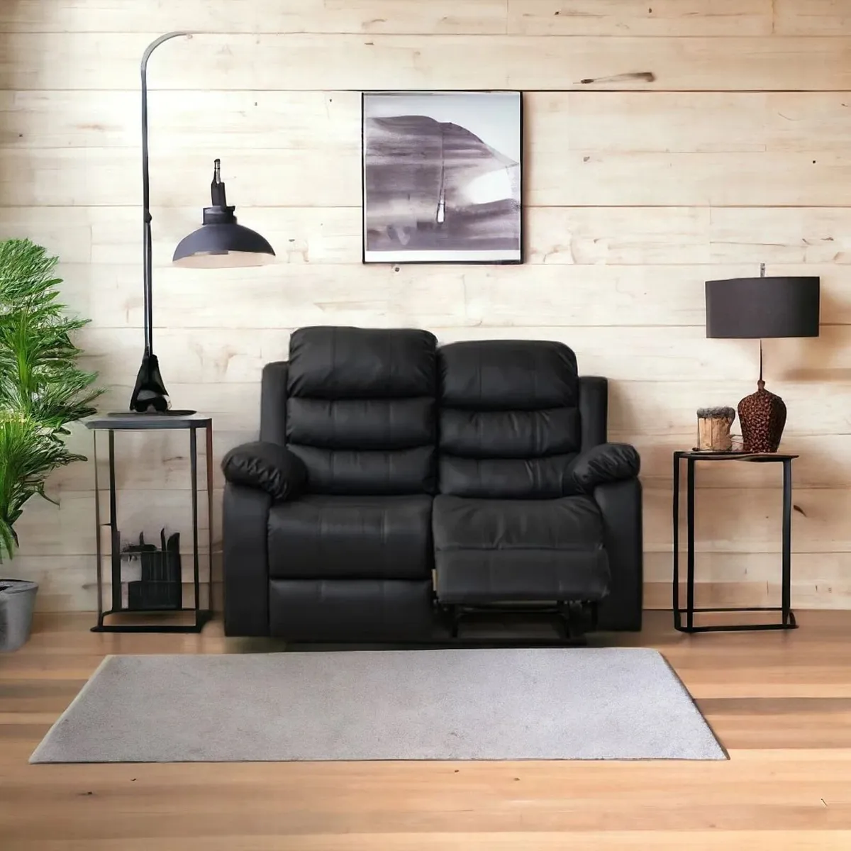 🛋️2-Seater Recliner Sofa – Black - Image 1