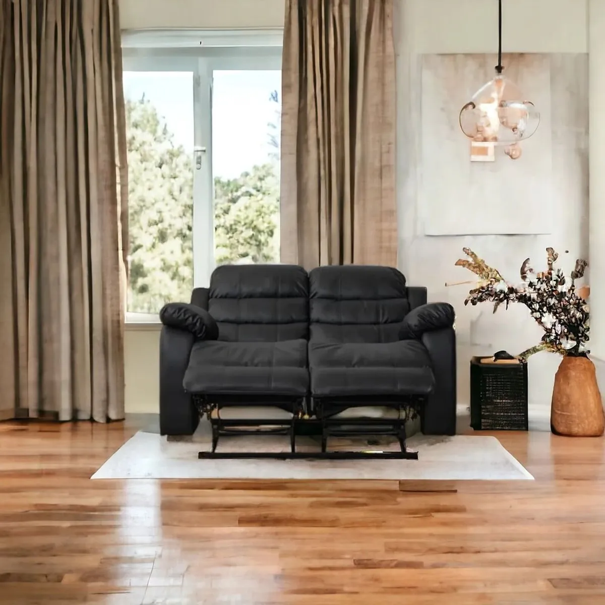 🛋️2-Seater Recliner Sofa – Black - Image 2