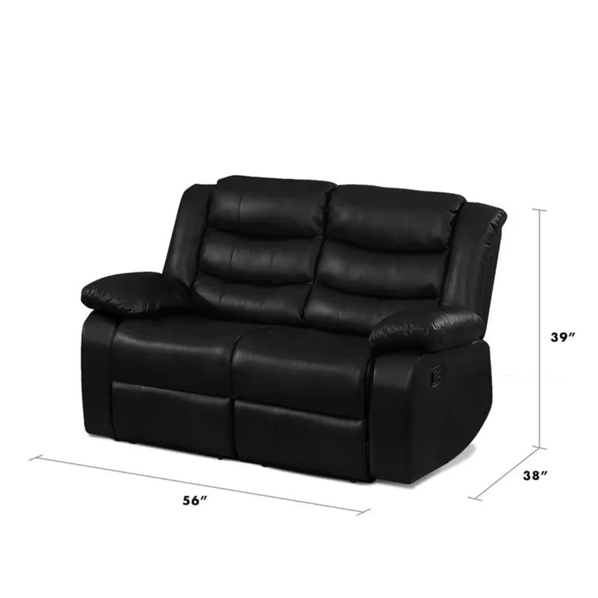 🛋️2-Seater Recliner Sofa – Black - Image 3