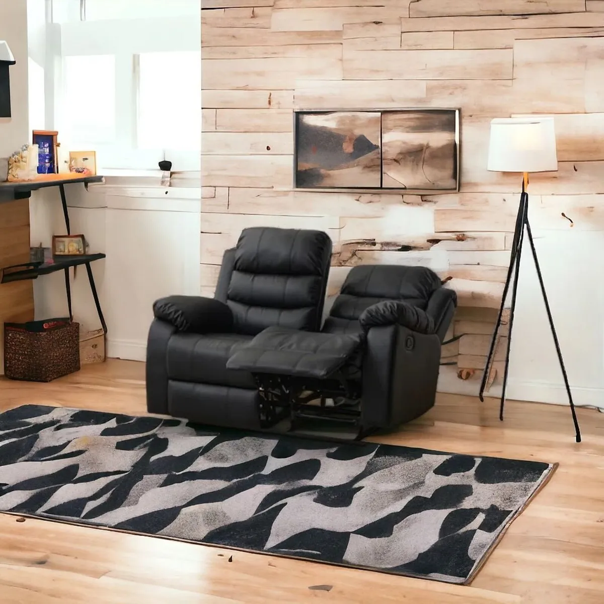 🛋️2-Seater Recliner Sofa – Black - Image 2