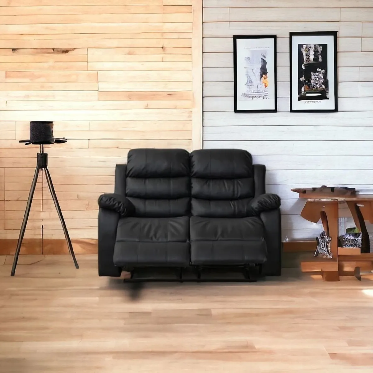🛋️2-Seater Recliner Sofa – Black - Image 1