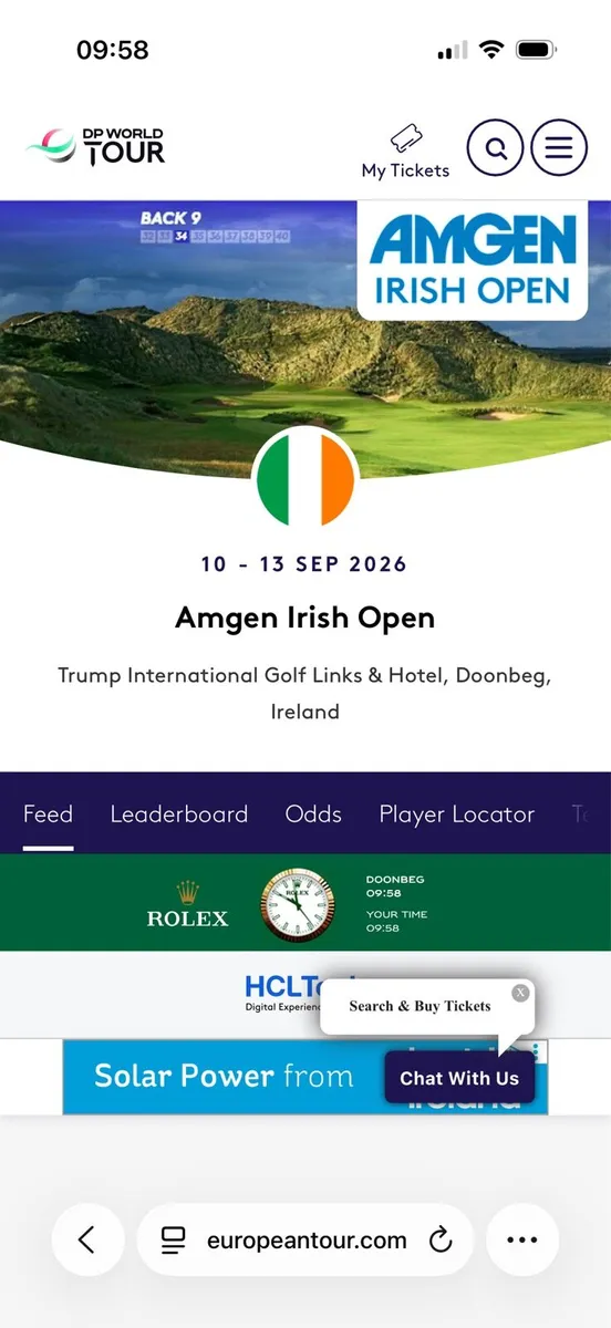 Irish open tickets