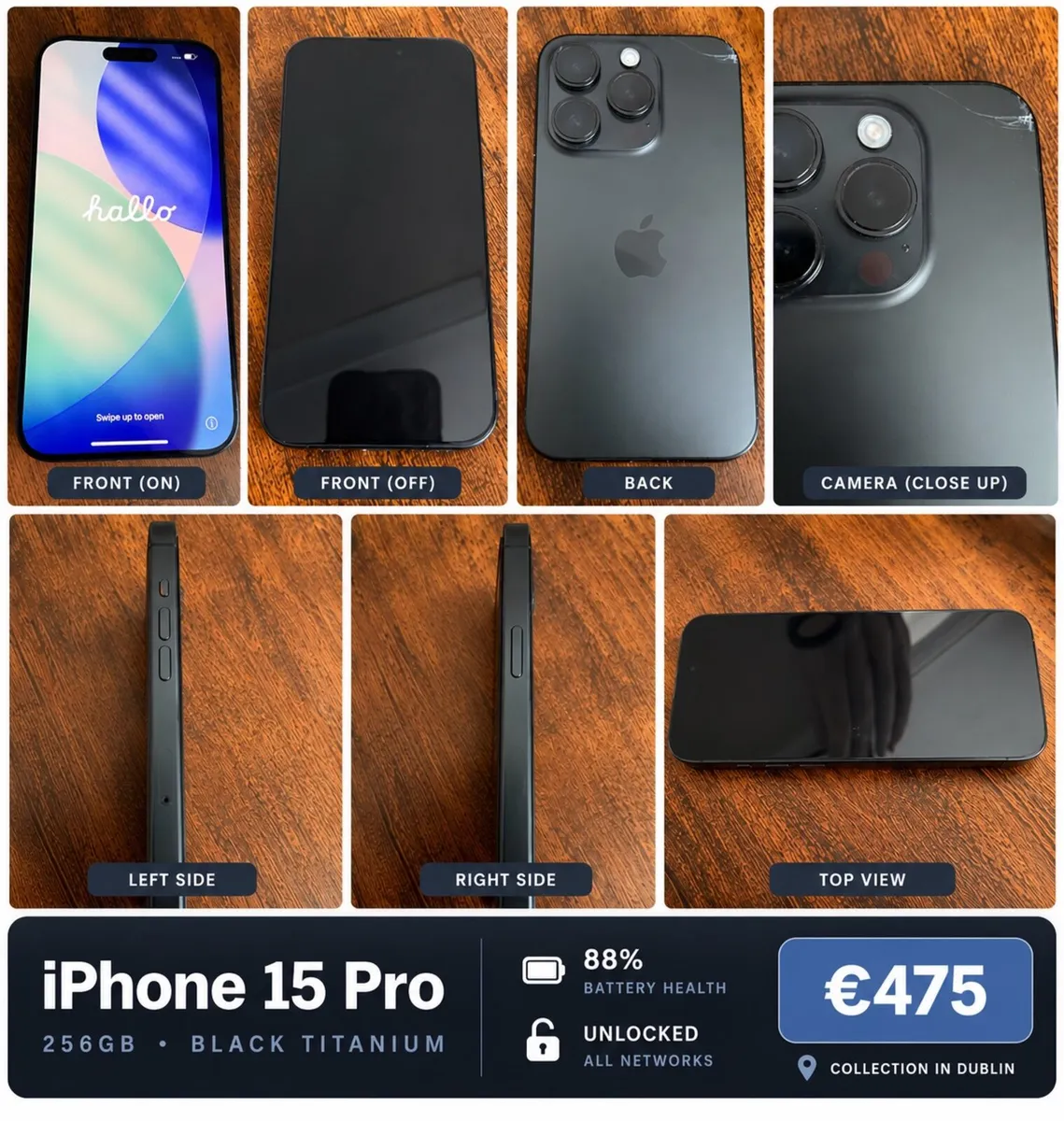 iPhone 15 pro 255 gb Black Titanium