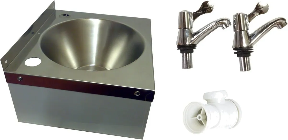Stainless Steel Hand Wash Basin Sink Lever Taps - Image 4