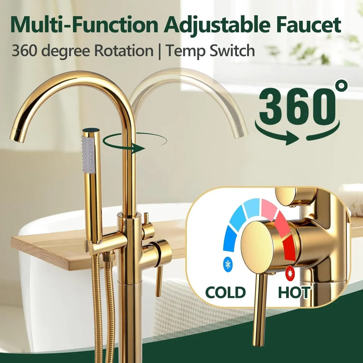 Freestanding Bath Tap Shower System Bathtub Faucet - Image 3