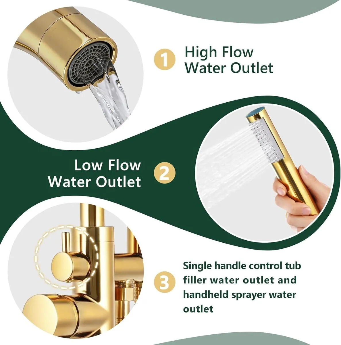 Freestanding Bath Tap Shower System Bathtub Faucet - Image 4