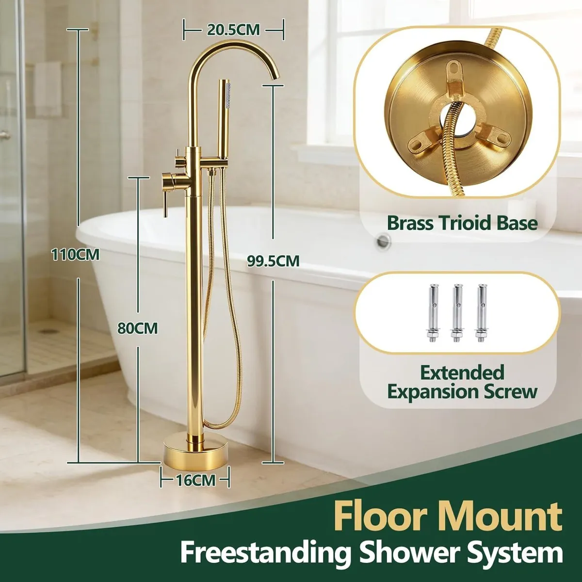 Freestanding Bath Tap Shower System Bathtub Faucet - Image 2