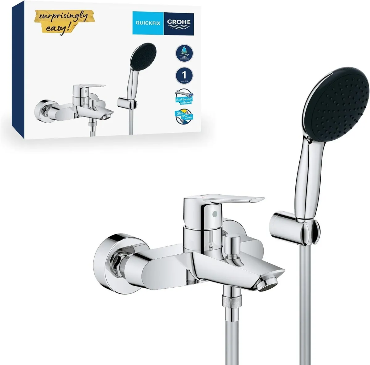 Essence Floor-Mounted Bath Filler Tap Set Chrome - Image 1
