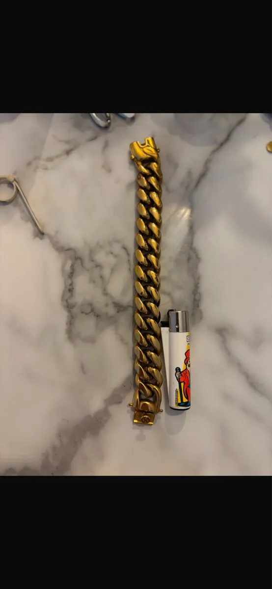 18ct gold plated on stainless steel Cuban bracelet - Image 2
