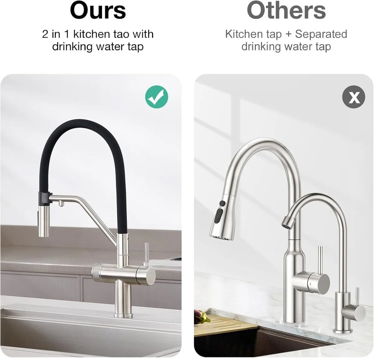 3 Way Kitchen Sink Tap with Pull Down - Image 3