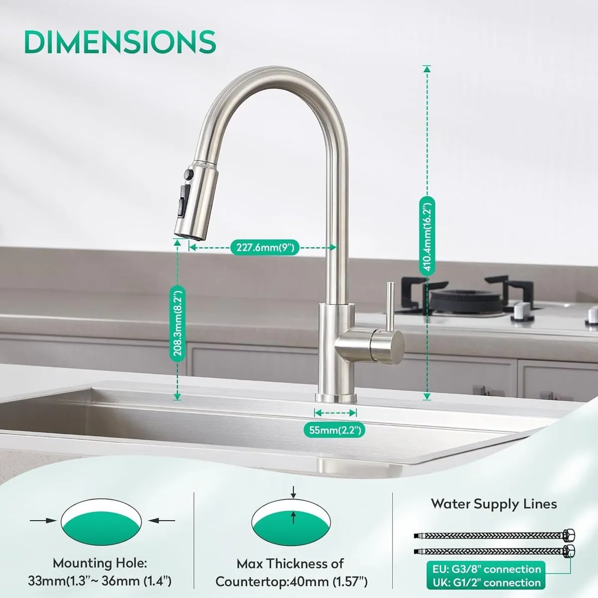 3 Way Filtered Water Tap Swivel Single Handle - Image 2