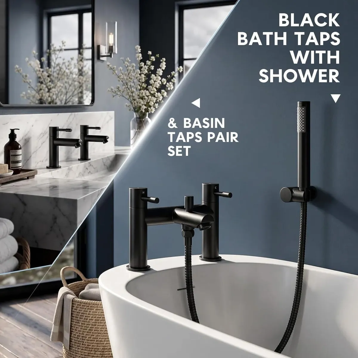 Basin Taps Pair and Bath Filler Tap - Image 3