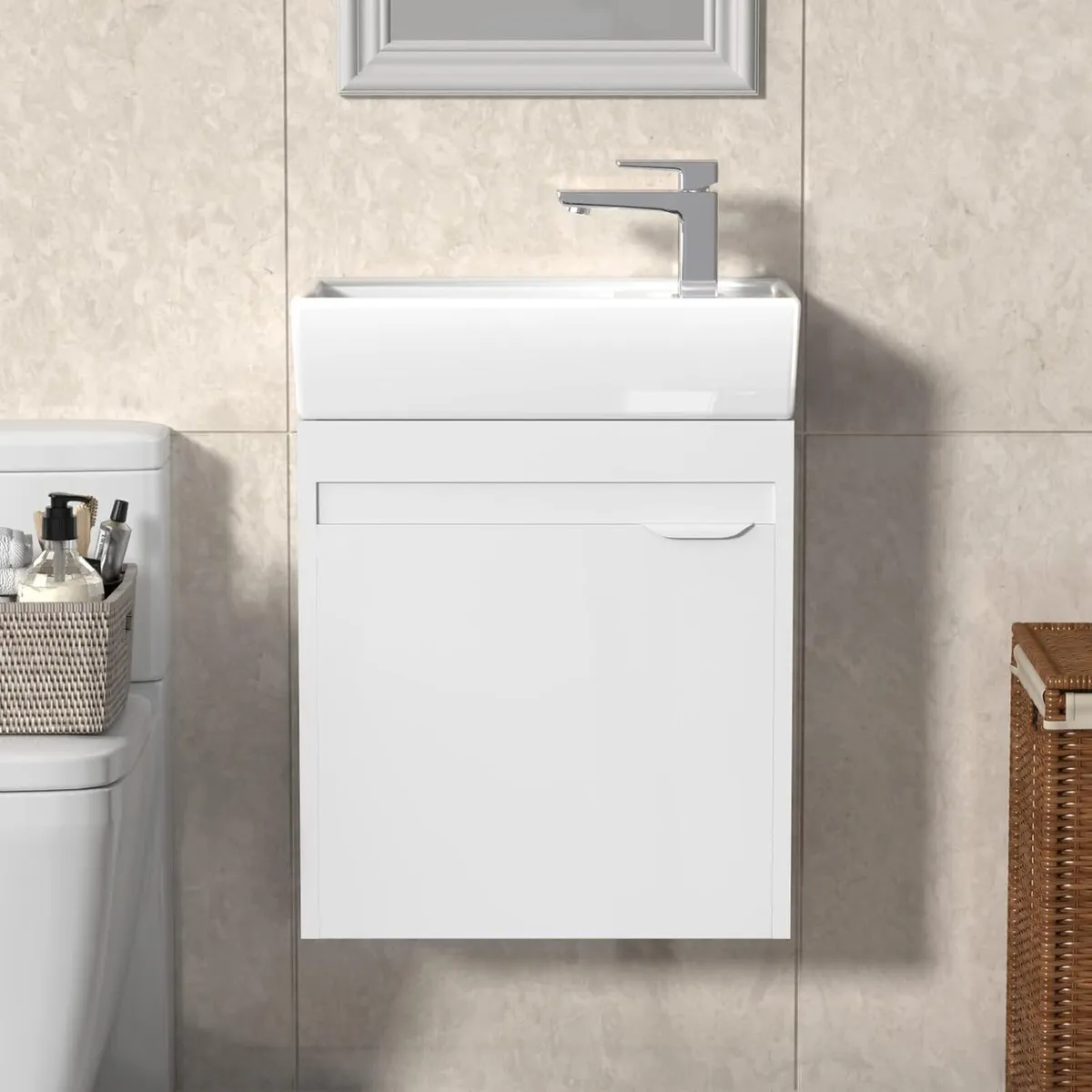Bathroom Sink and Vanity Unit 40CM Wall Mounted - Image 1