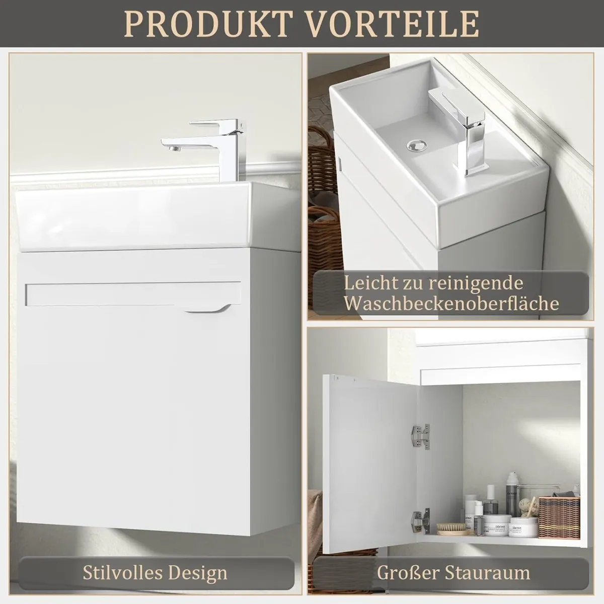 Bathroom Sink and Vanity Unit 40CM Wall Mounted - Image 4