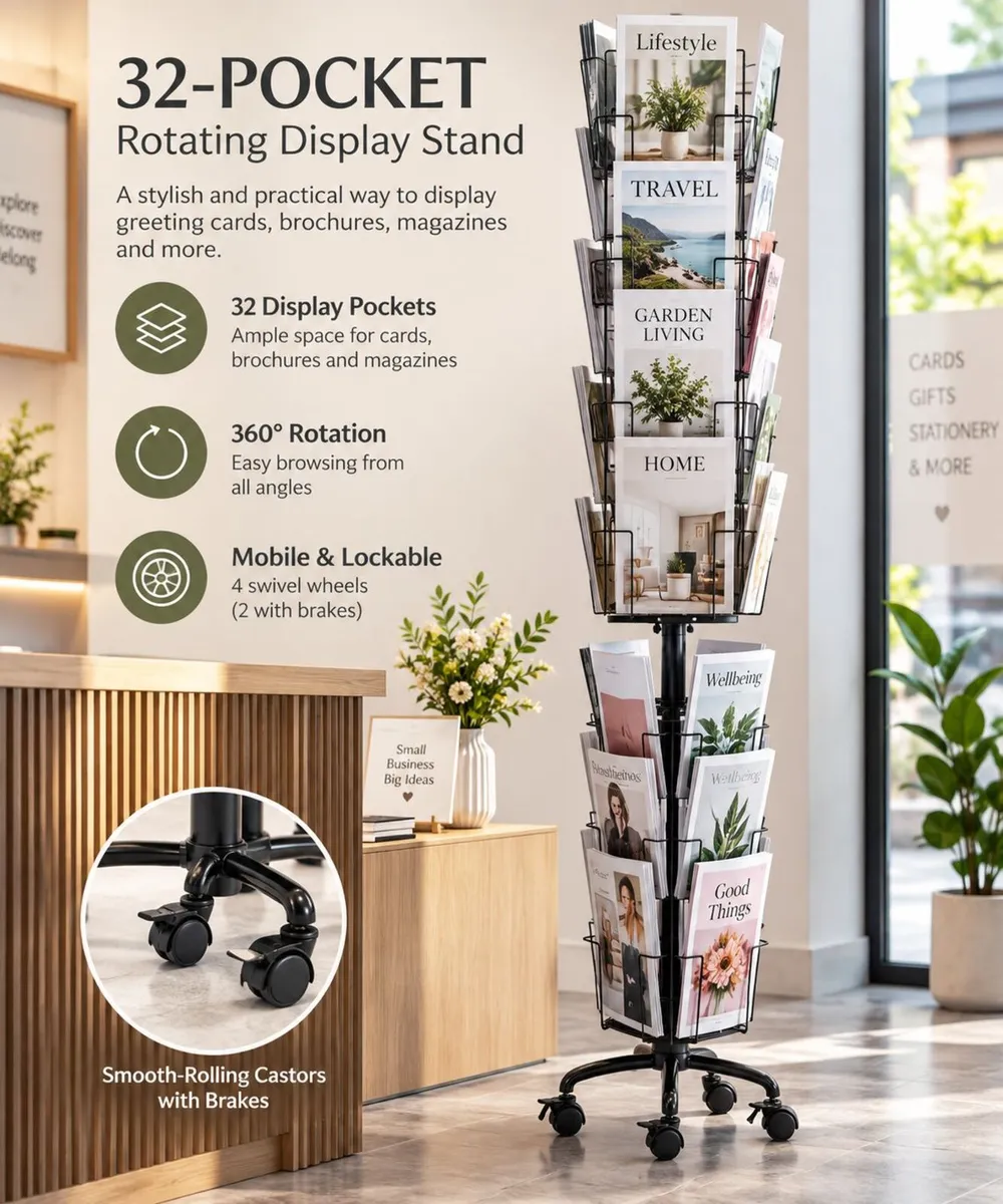 32 Pocket Rotating Magazine and Brochure Display - Image 1