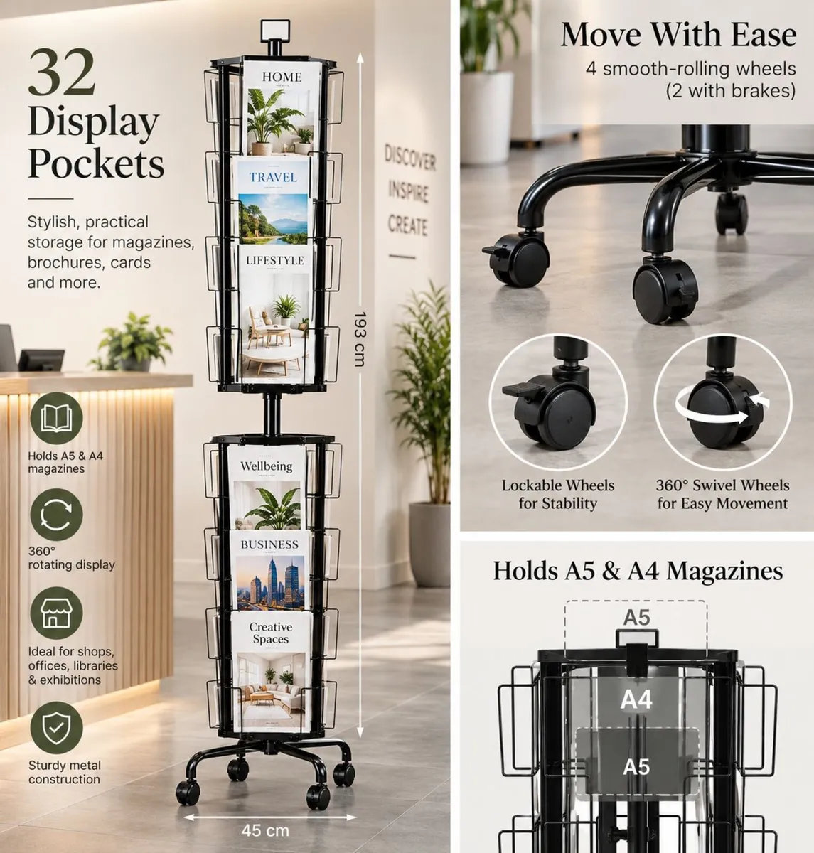 32 Pocket Rotating Magazine and Brochure Display - Image 2