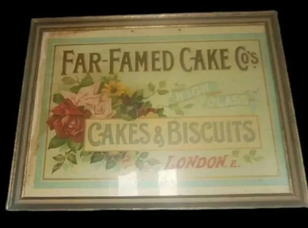 Vintage Framed 'Far Famed Cake Co' Ad - Image 4
