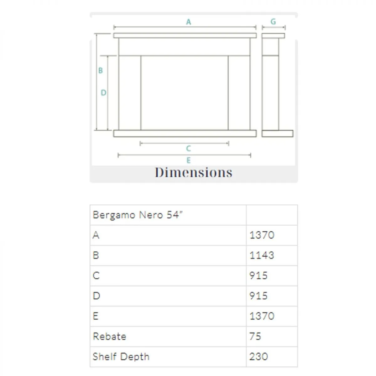 Black marble fireplace surround 54'' - Begamo Nero - Image 2