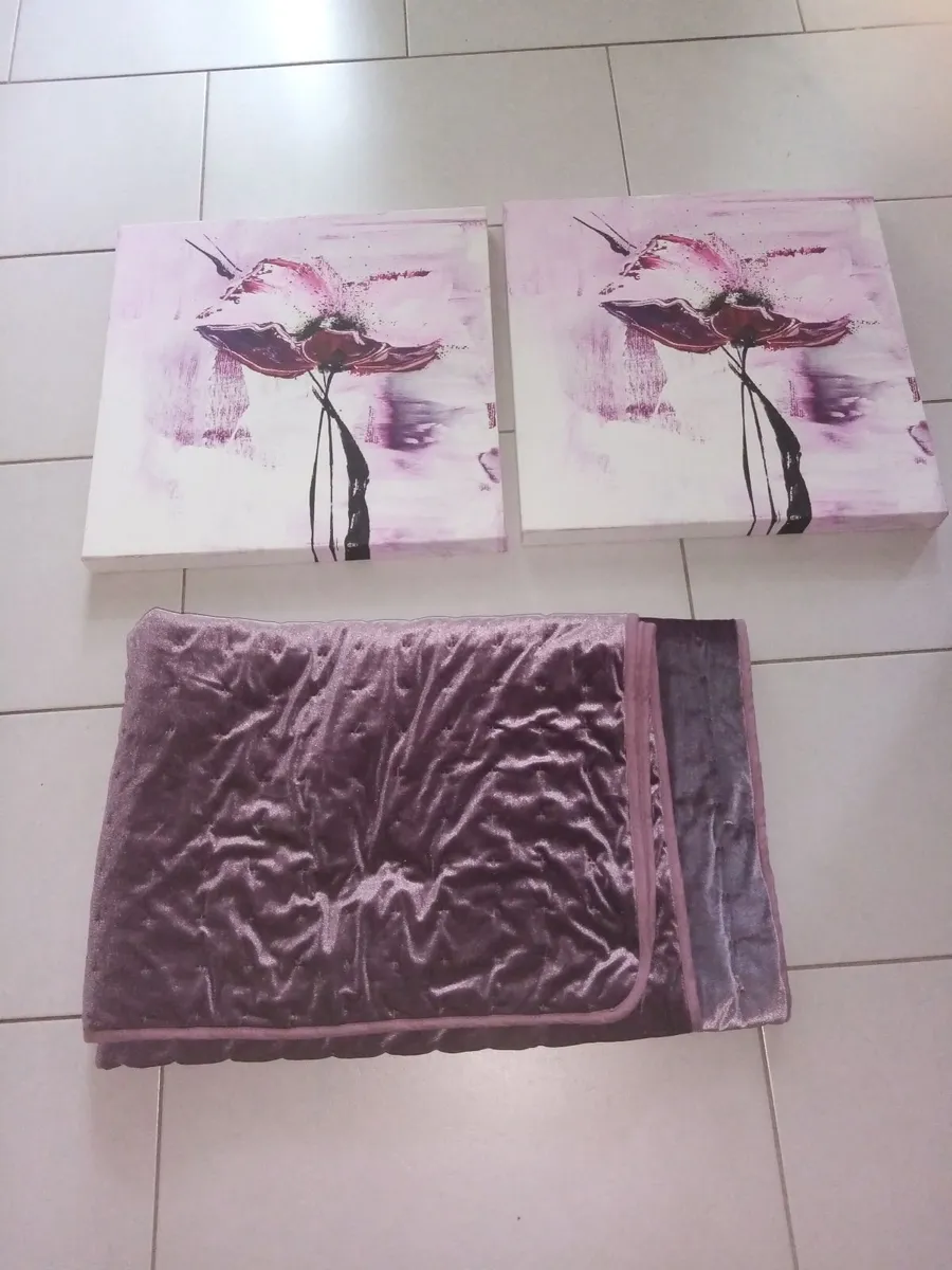 Two canvas and throw - Image 1