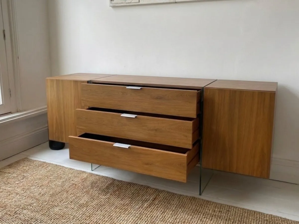 Vintage Mid Century Walnut & Glass Sideboard - Image 4
