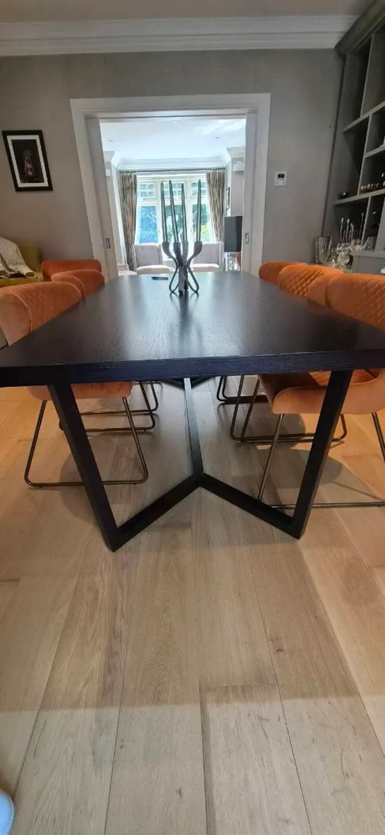 Large Contemporary Dark Wood 8-Seater Dining Table - Image 2