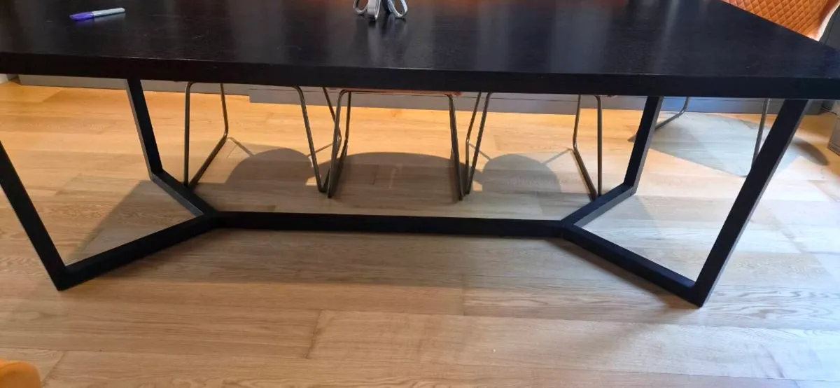 Large Contemporary Dark Wood 8-Seater Dining Table - Image 3