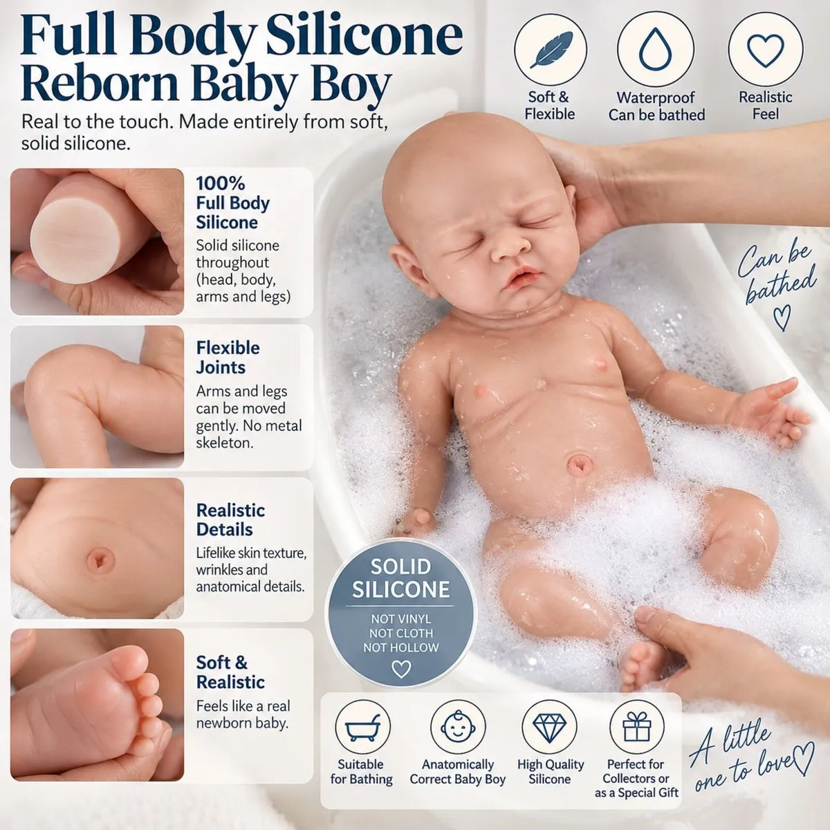 Full Body Silicone Reborn Baby Boy Doll 4kg Weight - Image 4