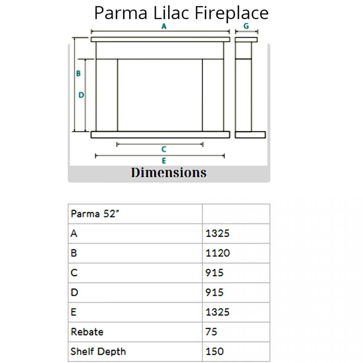 Parma 52'' Lilac Fireplace Surround - Image 2