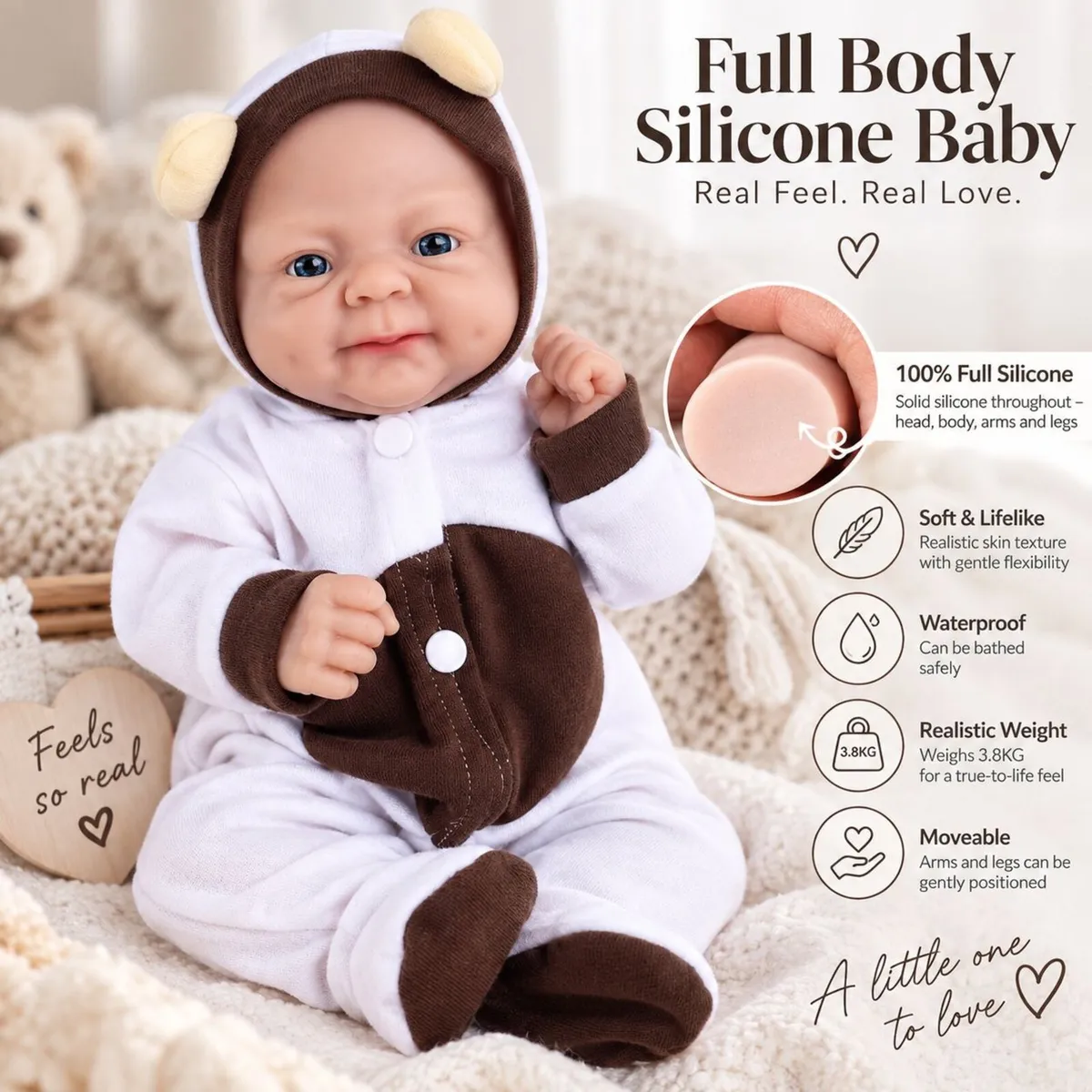46cm Full Body Silicone Reborn Baby Girl Waterproo - Image 2