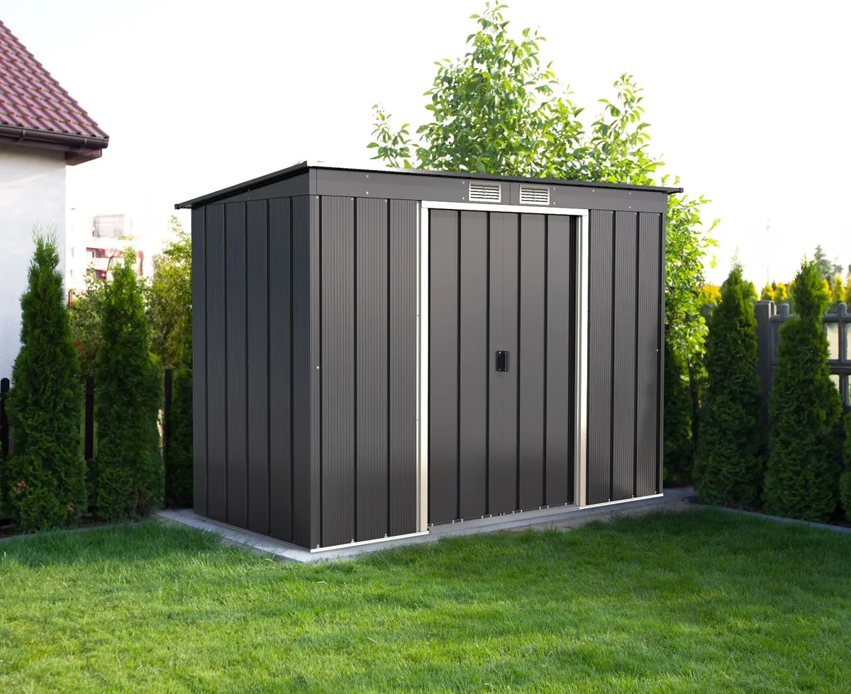 🏡 8x4 ECO PENT STEEL GARDEN SHED – ANTHRACITE GRE - Image 4