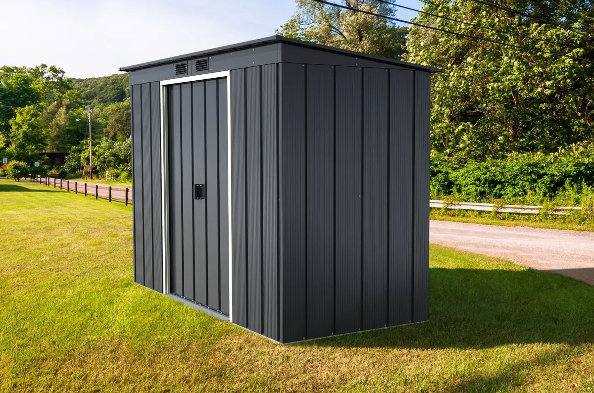 🏡 8x4 ECO PENT STEEL GARDEN SHED – ANTHRACITE GRE - Image 2