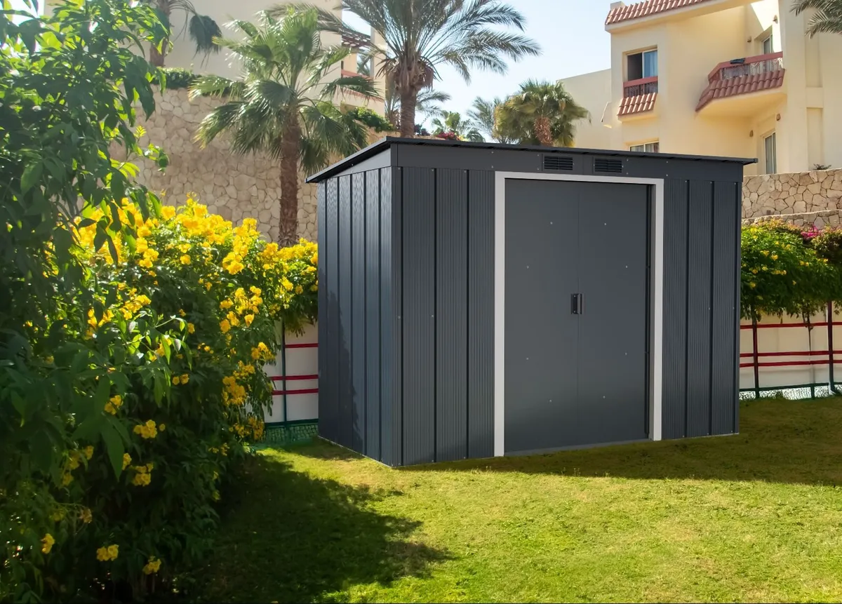🏡 8x4 ECO PENT STEEL GARDEN SHED – ANTHRACITE GRE - Image 1