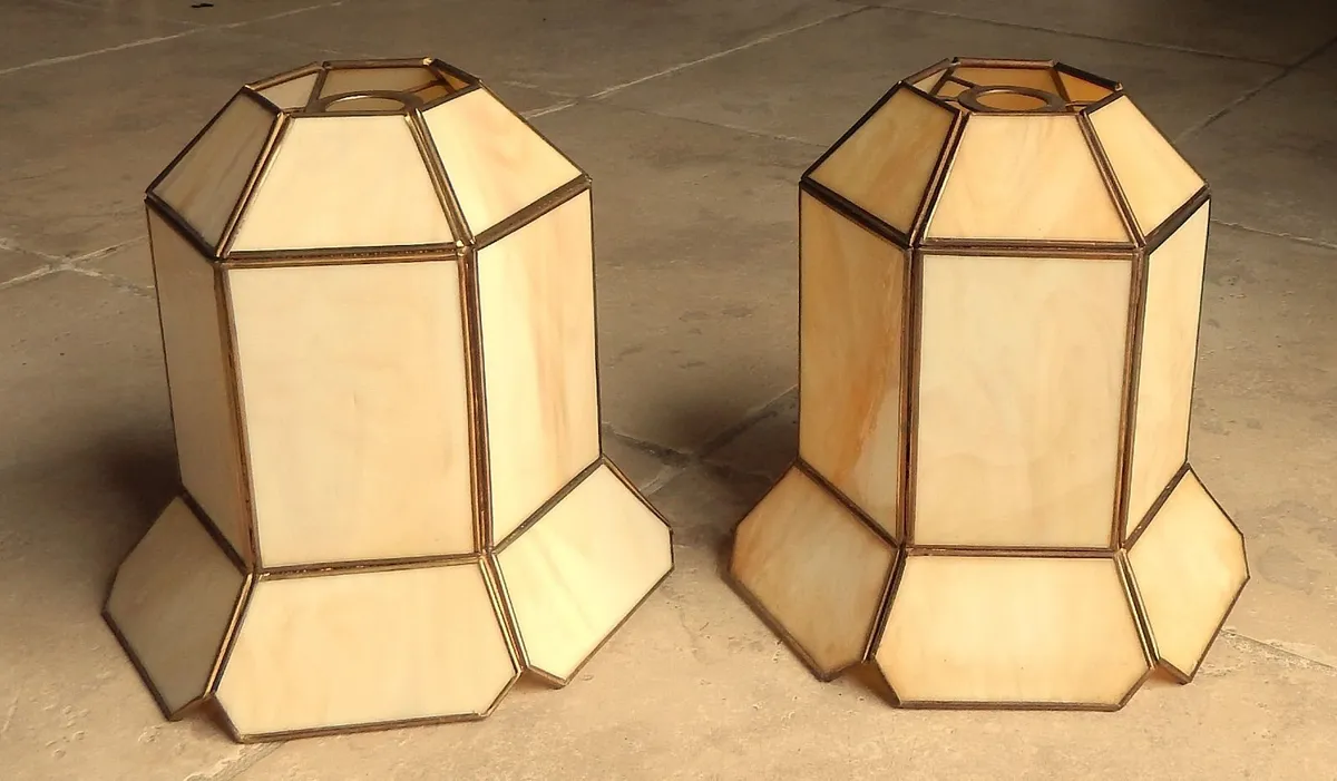 Pair of Tiffany Style Pendant Light Shades - Image 1